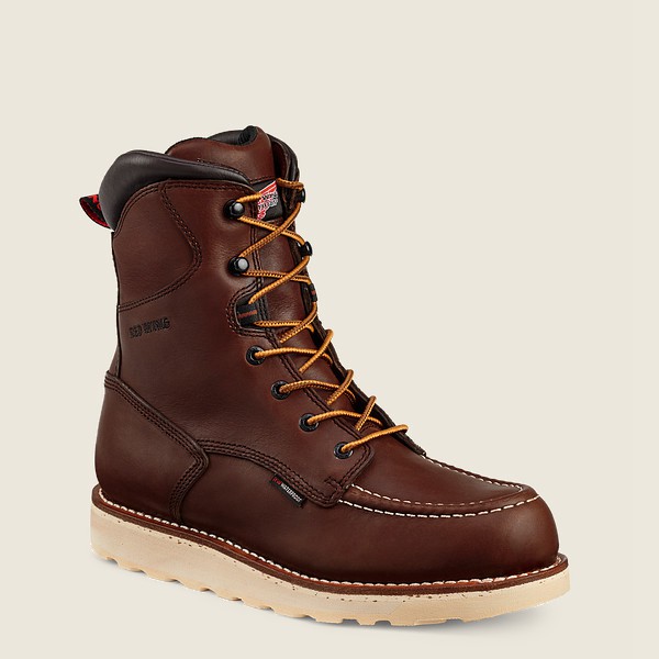 Red Wing Safety Boots Dark Brown - Red Wing Mens Traction Tred - 8-inch Waterproof Toe - LJBKH-5231